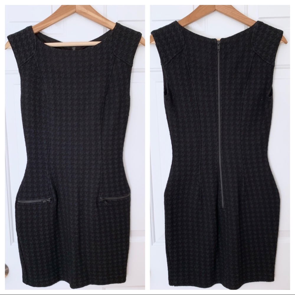 French Connection Black Herringbone Sheath Dress 6